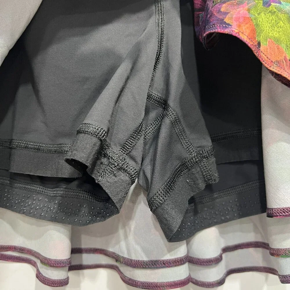 lululemon athletica Black Waistband Multi-Color Floral Mini Skirt